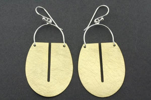 Floating full shield earring - sterling silver & gold plated - Makers & Providers