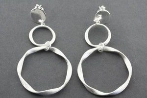 2 Folded Circle Drop Earrings in Sterling Silver 925 - Makers & Providers