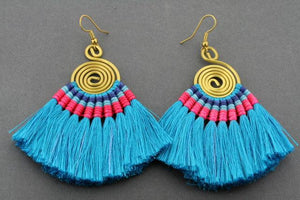 silk tassle earring - blue - Makers & Providers