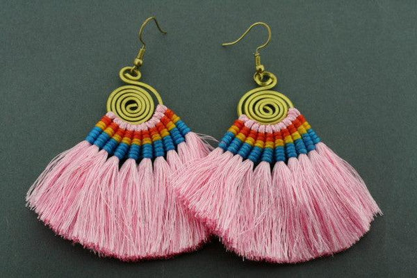 silk tassle earring - pink