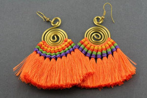 silk tassle earring - orange - Makers & Providers