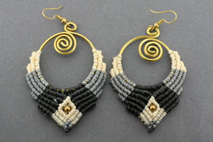 teardrop crochet earring - ivory/grey - Makers & Providers