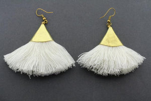brass cone tassel earring - ivory - Makers & Providers