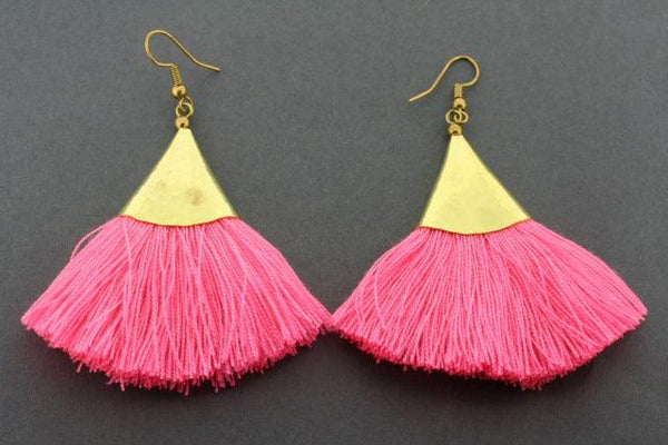 brass cone tassel earring - pink - Makers & Providers