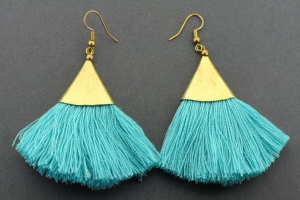 brass cone tassel earring - turquoise - Makers & Providers