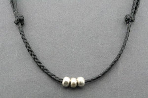 slip knot necklace - 3 bead - black - Makers & Providers
