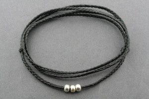 slip knot necklace - 3 bead - black - Makers & Providers