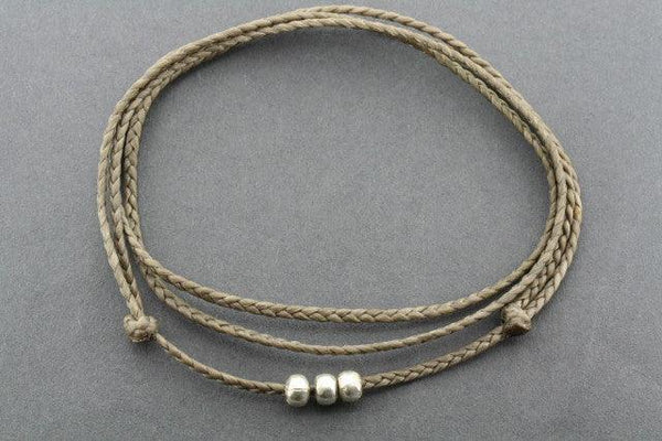 slip knot necklace - 3 bead - sand