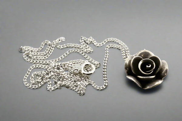 small rose pendant on 55cm link chain - Makers & Providers