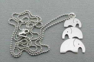 3 x elephant pendant - vertical on 45cm ball chain - Makers & Providers