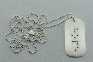 braille dog tag pendant - hope on 55cm ball chain - Makers & Providers