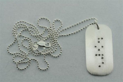 braille dog tag pendant - hope on 55cm ball chain - Makers & Providers