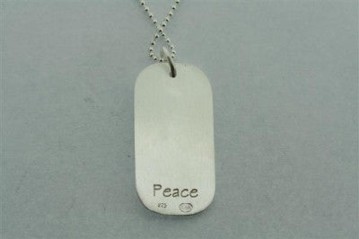 braille dog tag pendant - peace on 55cm ball chain - Makers & Providers