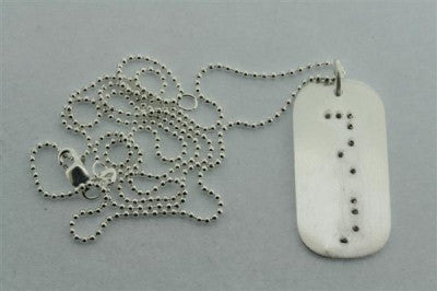braille dog tag pendant - peace on 55cm ball chain - Makers & Providers