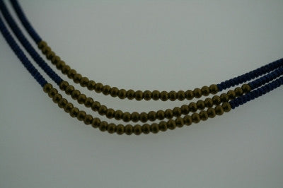 3 strand brass bead necklace - blue - Makers & Providers