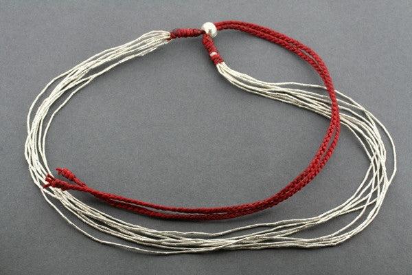 8 silver strand necklace - red - Makers & Providers