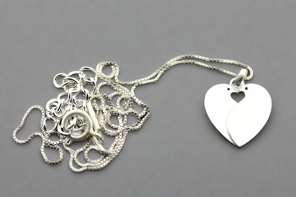 Two Bird Heart Necklace in Sterling SIlver - Makers & Providers