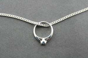 little ring pendant - blue topaz on 45cm link chain - Makers & Providers
