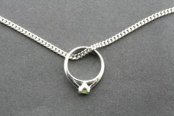 little ring pendant - peridot on 45cm link chain - Makers & Providers