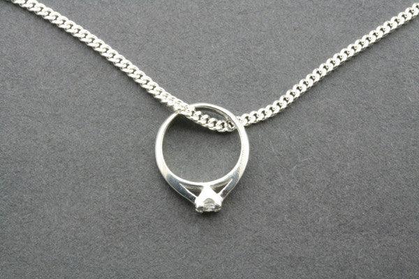 little ring pendant - cubic zirconian on 45cm link chain - Makers & Providers