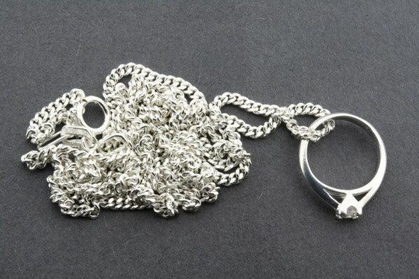 little ring pendant - cubic zirconian on 45cm link chain - Makers & Providers