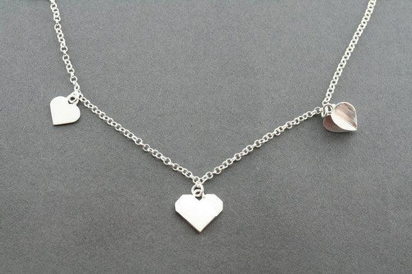 3 Heart Pendant Sterling Silver Necklace - Makers & Providers