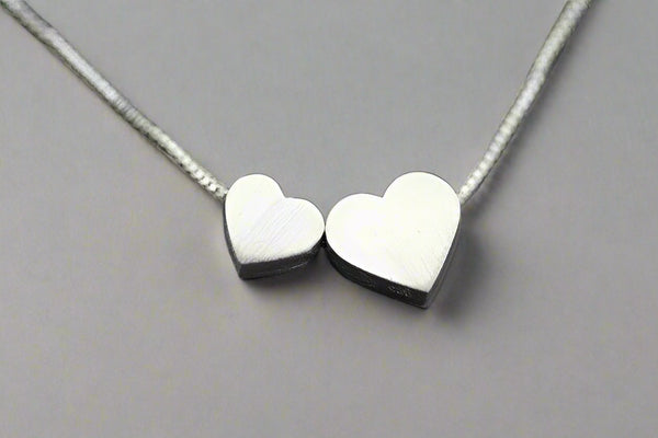 Double heart necklace - sterling silver