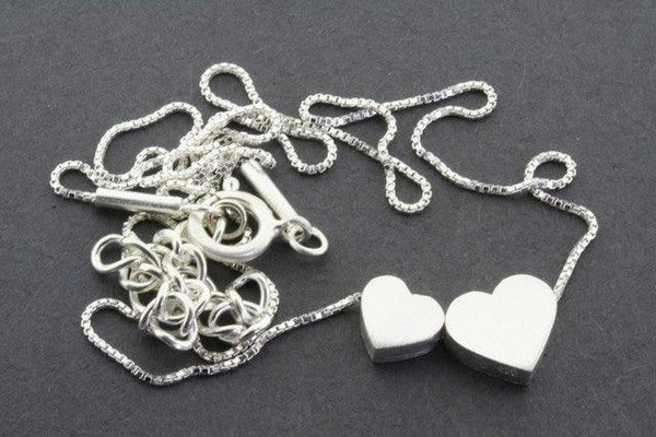 Double heart necklace - sterling silver - Makers & Providers