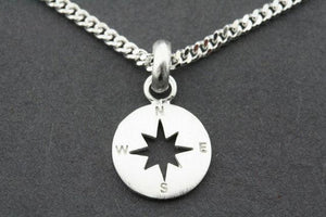 Compass pendant on 45 cm link chain - sterling silver - Makers & Providers