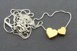 Double heart necklace - sterling silver with a 22 Kt gold finish - Makers & Providers