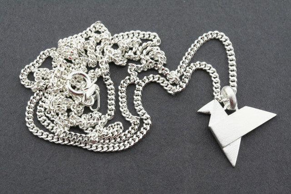 flat origami crane pendant on 55cm link chain - Makers & Providers