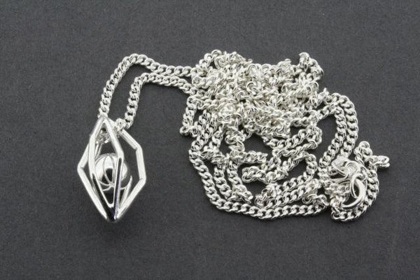 silver cage and ball pendant on 60 cm link chain - Makers & Providers