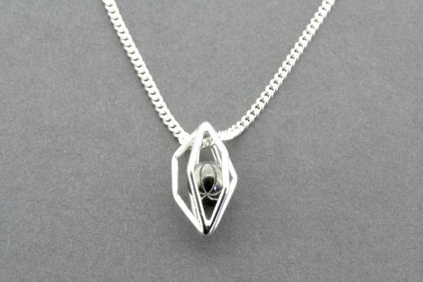 silver cage and ox ball pendant on 60 cm link chain - Makers & Providers