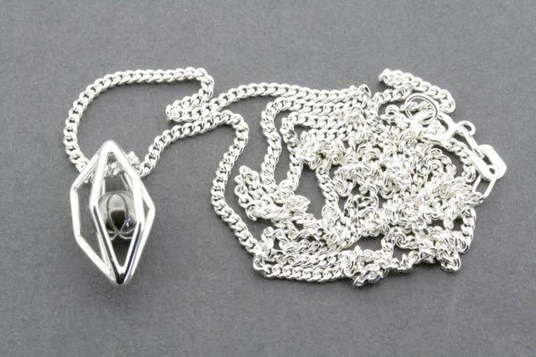 silver cage and ox ball pendant on 60 cm link chain - Makers & Providers