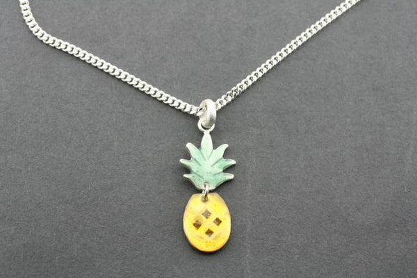 2 piece pineapple pendant - enamel on 45 cm link chain - Makers & Providers