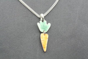 2 piece carrot pendant - enamel on 45 cm link chain - Makers & Providers
