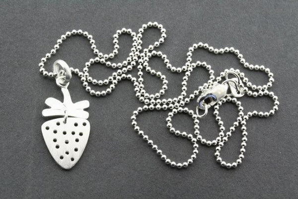 2 Piece Strawberry Pendant on 45 cm Ball Chain in Sterling Silver 925 - Makers & Providers