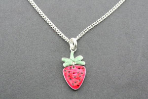 2 piece strawberry pendant - enamel on 45 cm link chain - Makers & Providers