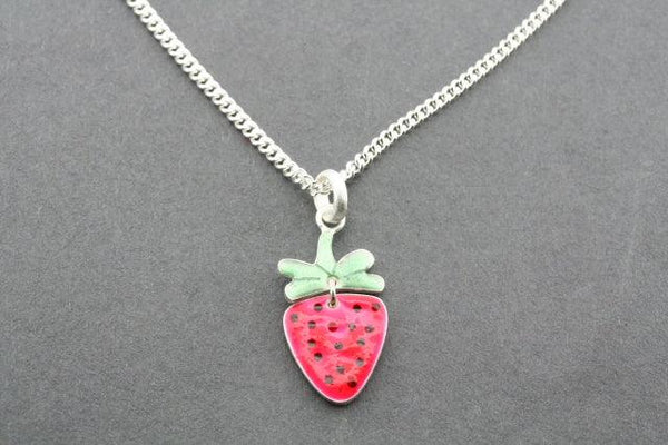 2 piece strawberry pendant - enamel on 45 cm link chain - Makers & Providers