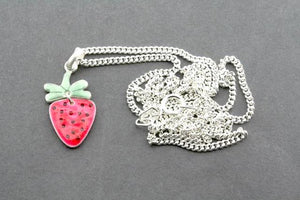 2 piece strawberry pendant - enamel on 45 cm link chain - Makers & Providers