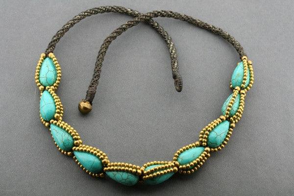 teardrop bead necklace - turqoise