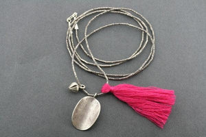 silver strand & bead necklace - pink - Makers & Providers
