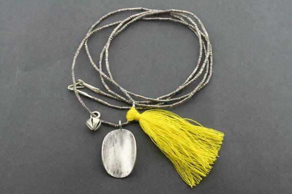 silver strand & bead necklace - yellow - Makers & Providers