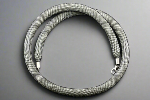 tubular bead filled necklace - silver - Makers & Providers