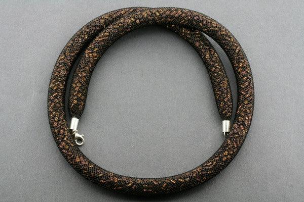 tubular bead filled necklace - black / copper - Makers & Providers