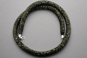 tubular bead filled necklace - black / gold - Makers & Providers