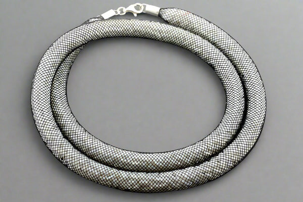 tubular bead filled necklace - white - Makers & Providers