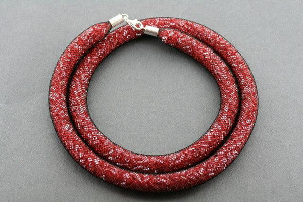 tubular bead filled necklace - red - Makers & Providers