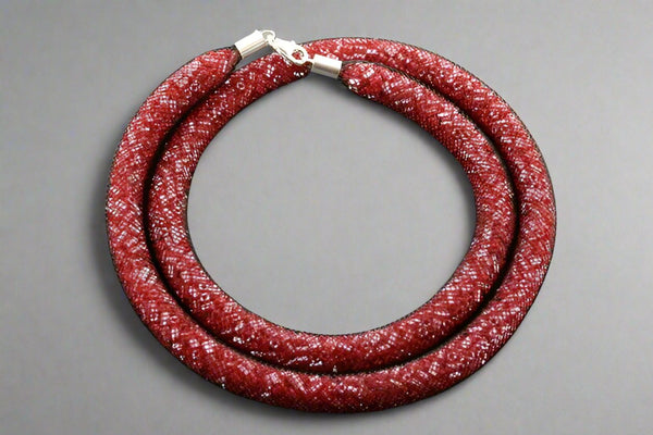 tubular bead filled necklace - red - Makers & Providers