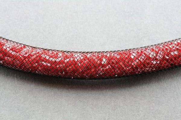 tubular bead filled necklace - red - Makers & Providers